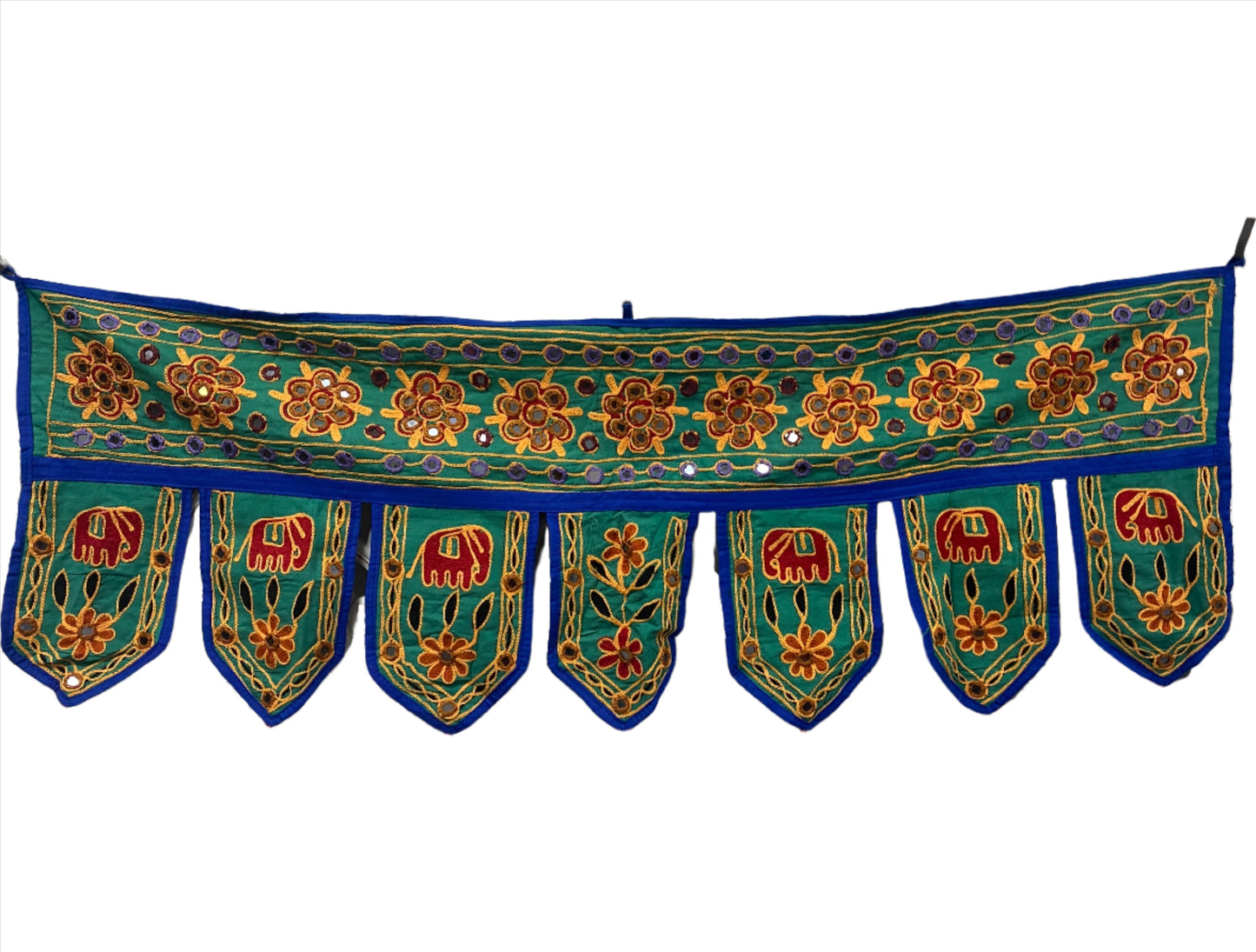 Rajasthani Embroidered Toran with Elephants and Mirrors - Available in 6 Colors