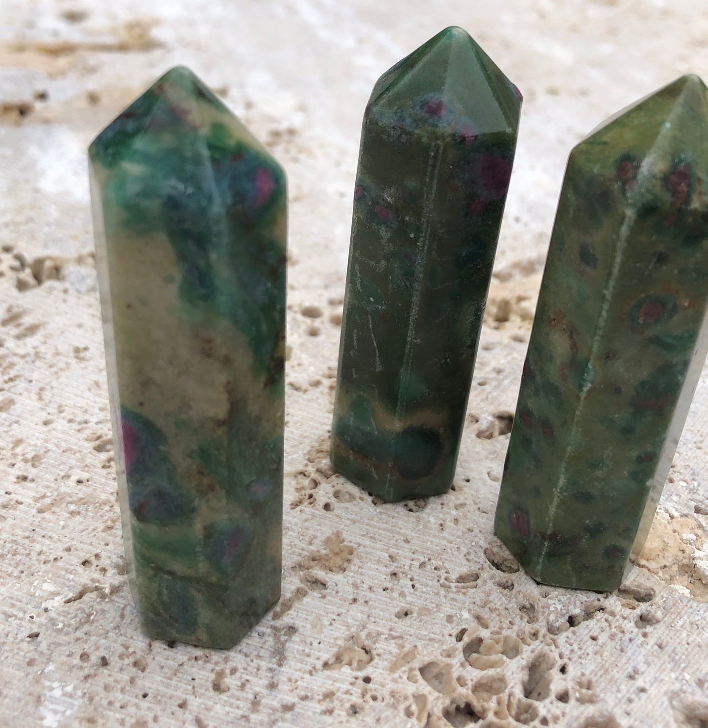 Ruby Fuchsite Base Cut Crystal Point 75mm