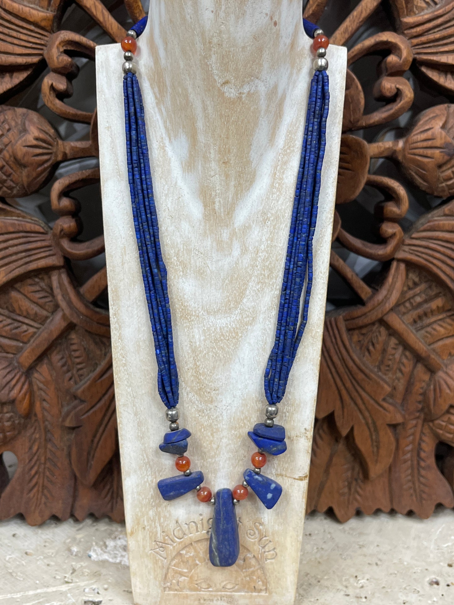 8 Strand Lapis and Carnelian Necklace