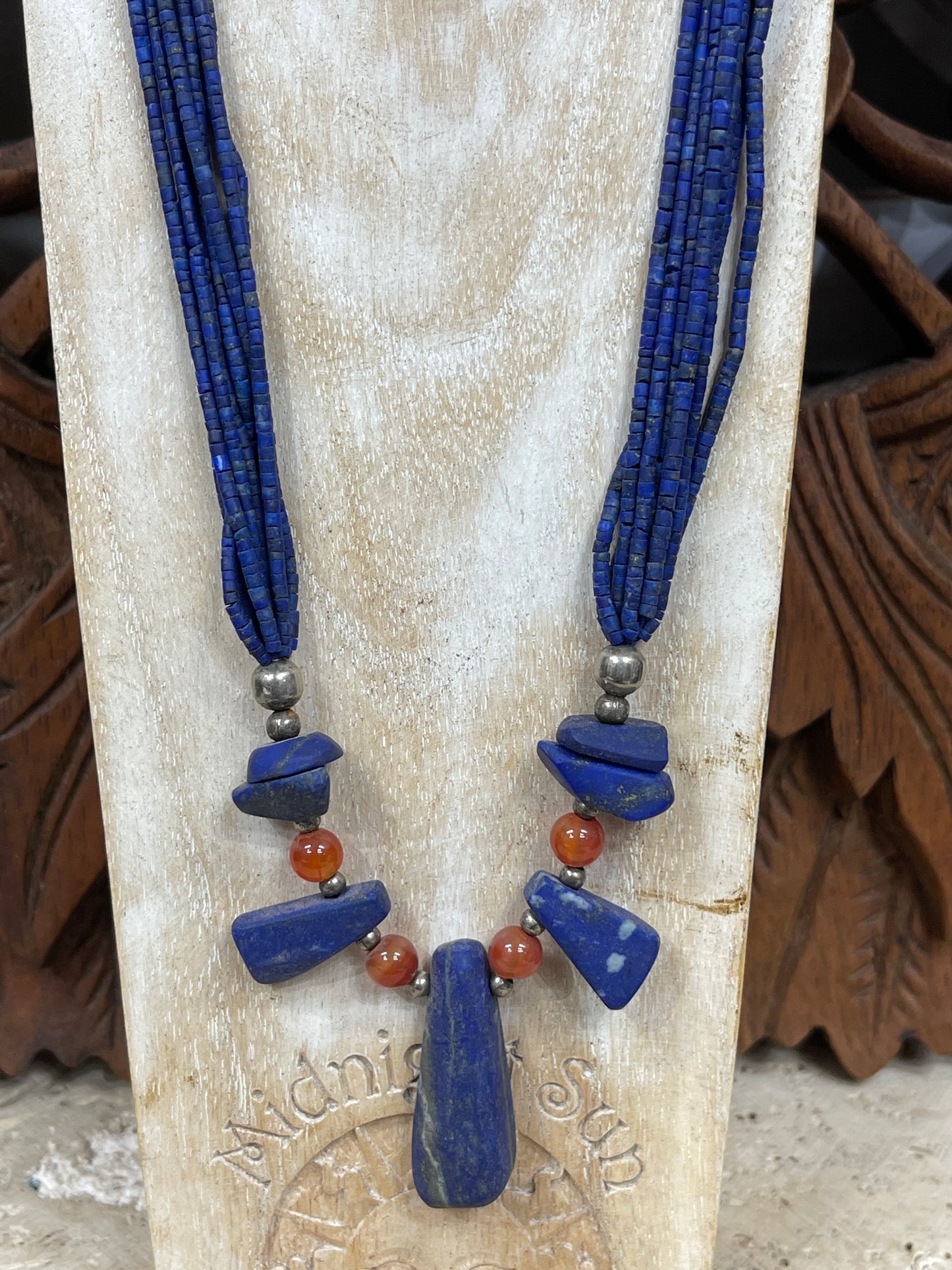 8 Strand Lapis and Carnelian Necklace