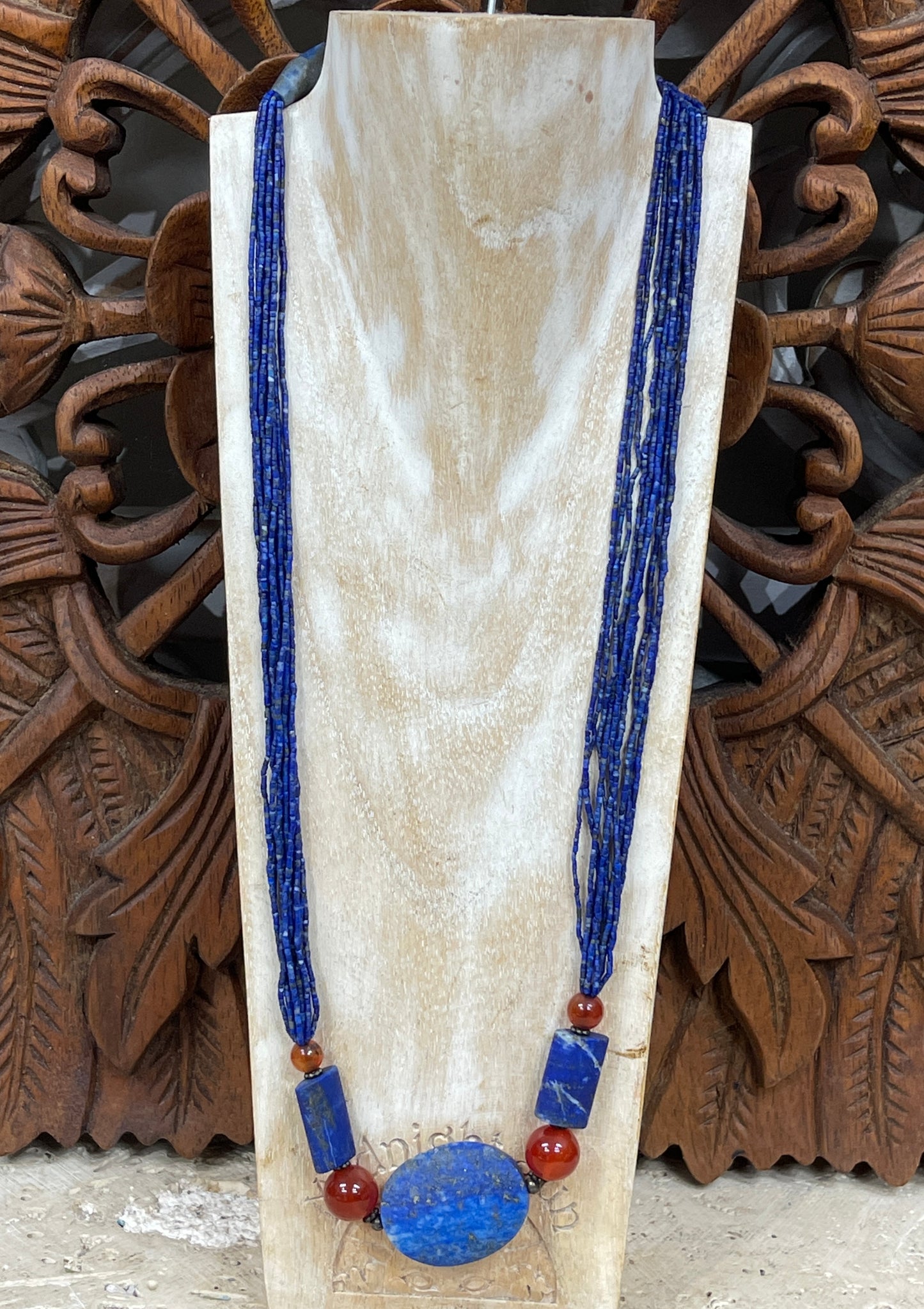 8 Strand Lapis and Carnelian Necklace
