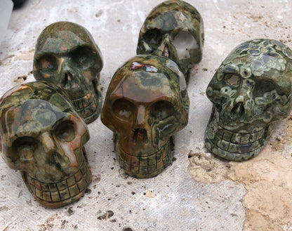 Rhyolite / Rain Forest Jasper Skull