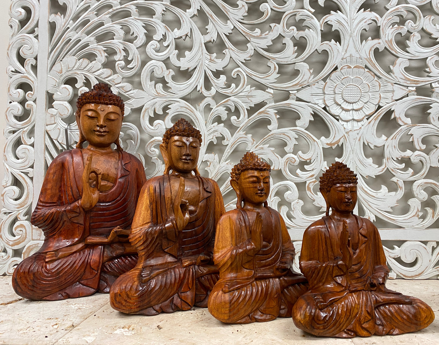 Hand Carved Suar Wood Buddha Statues - Available in 6 Sizes