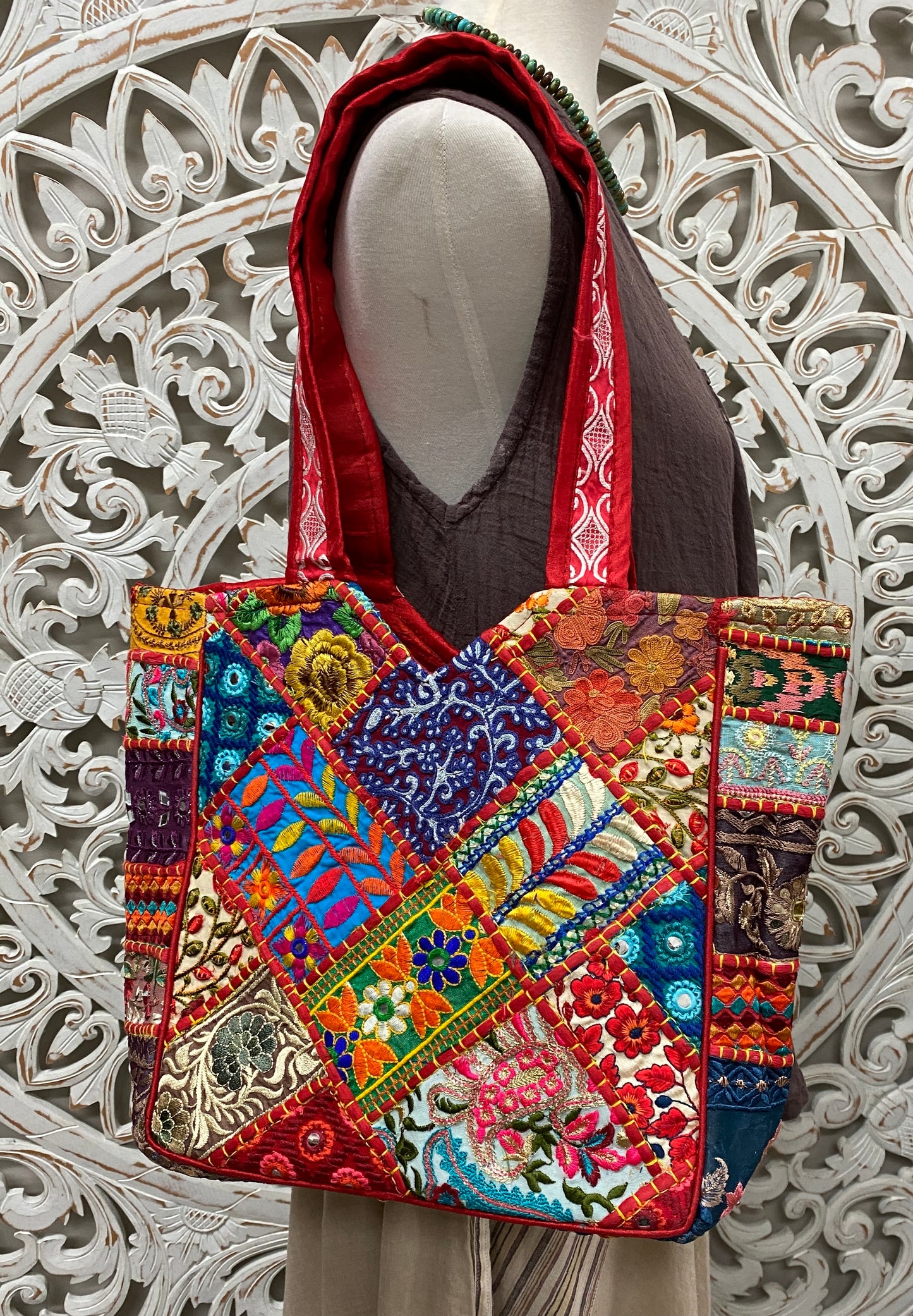 Rajasthani Embroidery Patchwork Purse | 16"x12"
