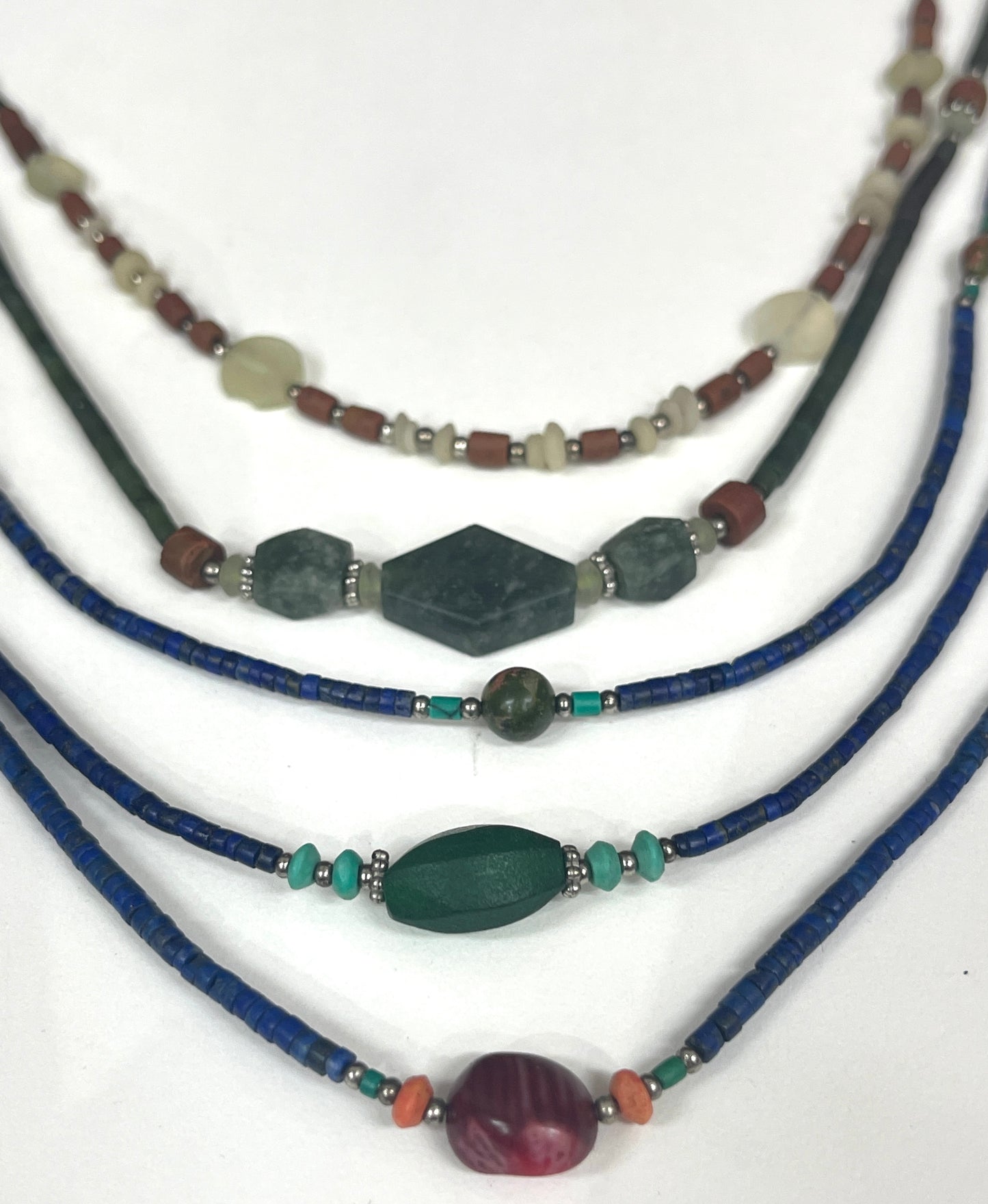 Lapis, Jade and Serpentine Necklaces