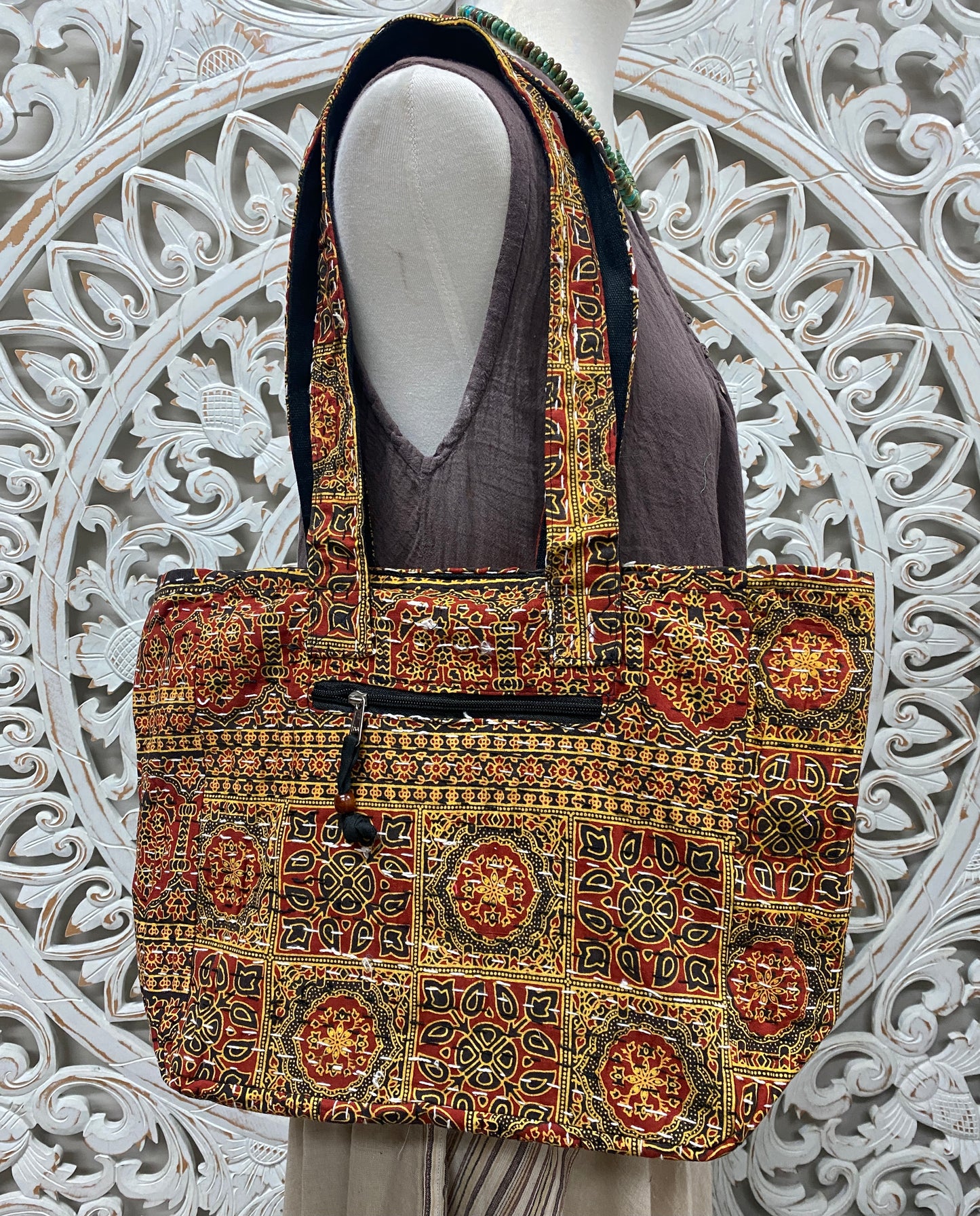 Rajasthani print Hand Stitched Kantha Cotton Shoulder Bags - Available in 8 Colors