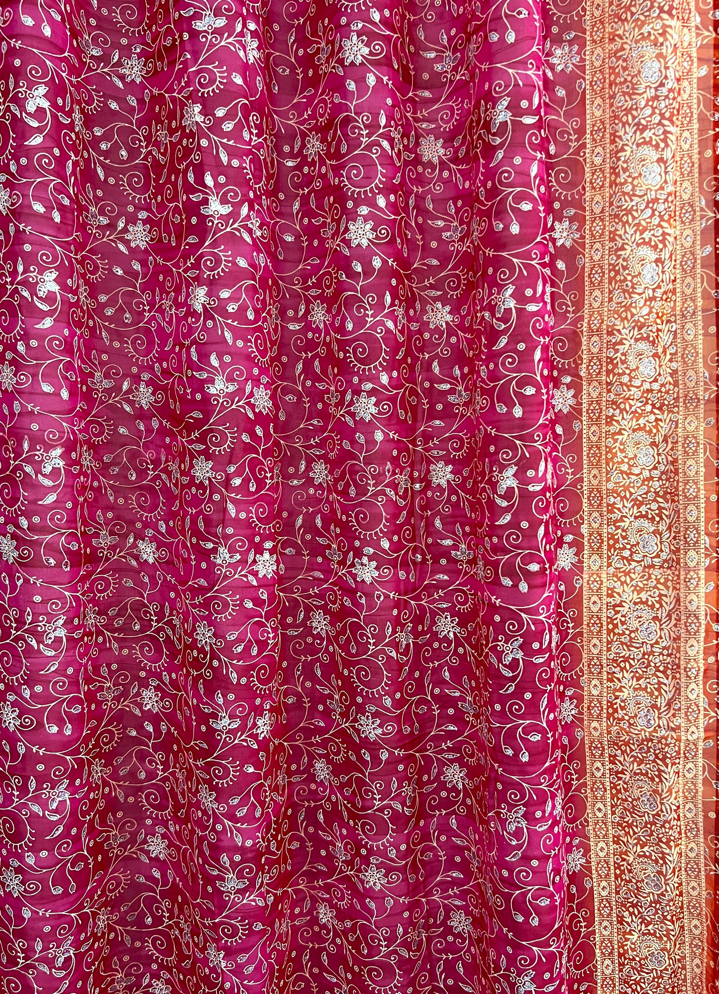 Red & Orange Sari Curtain Panels