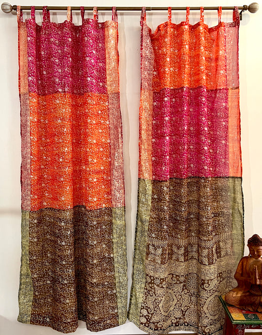Tri Tones Sari Curtain Panels
