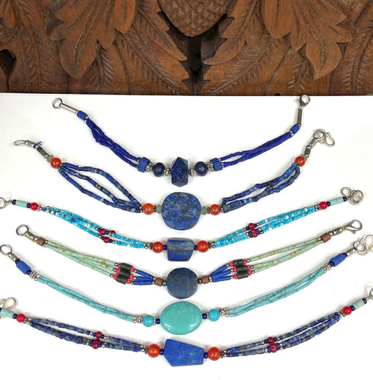 Lapis, Jade and Serpentine Bracelets