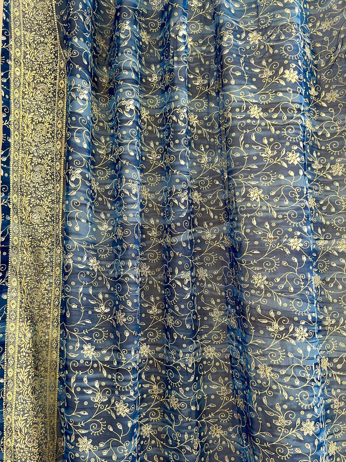 Lapis Blue Sari Curtain Panels