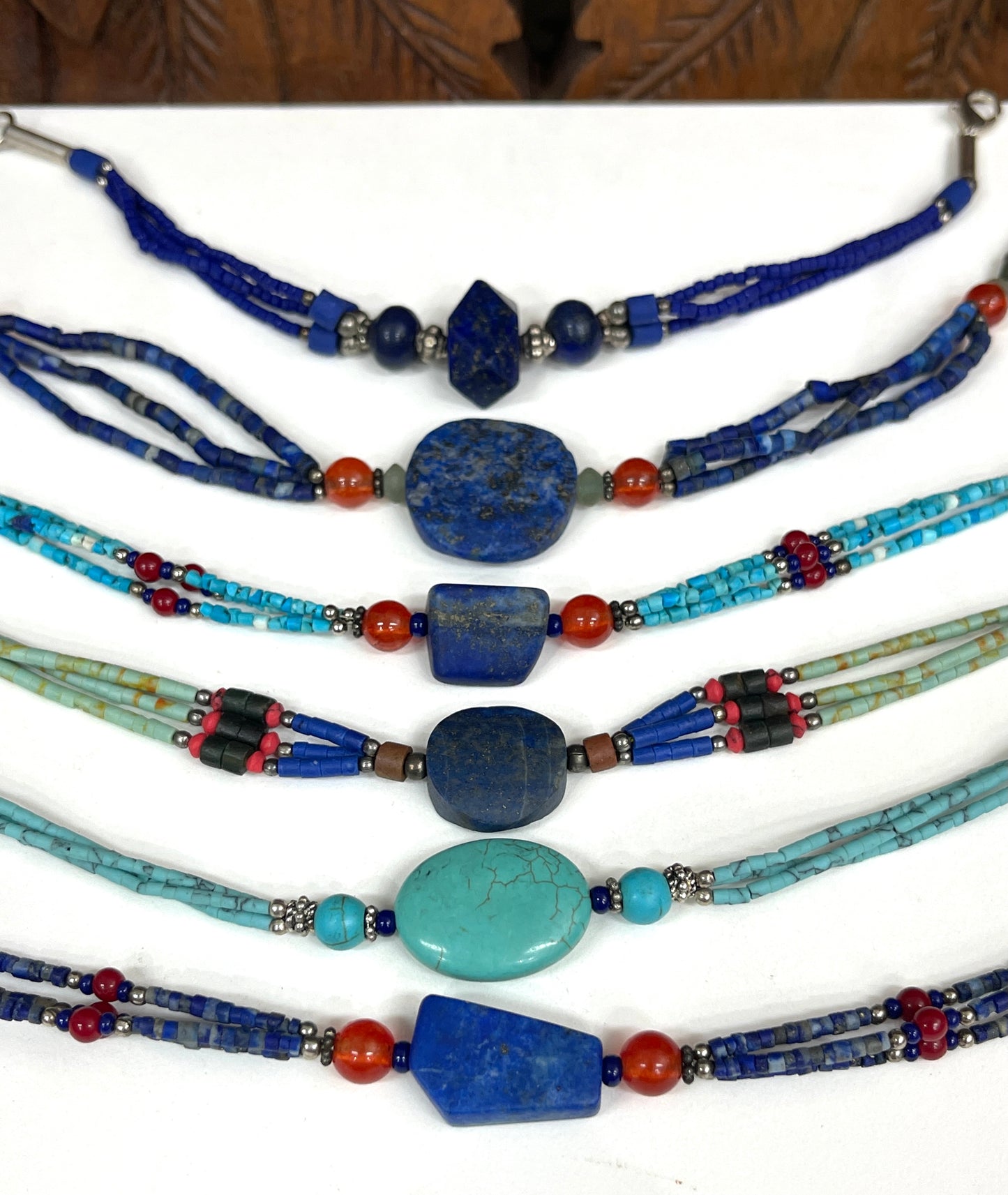 Lapis, Jade and Serpentine Bracelets