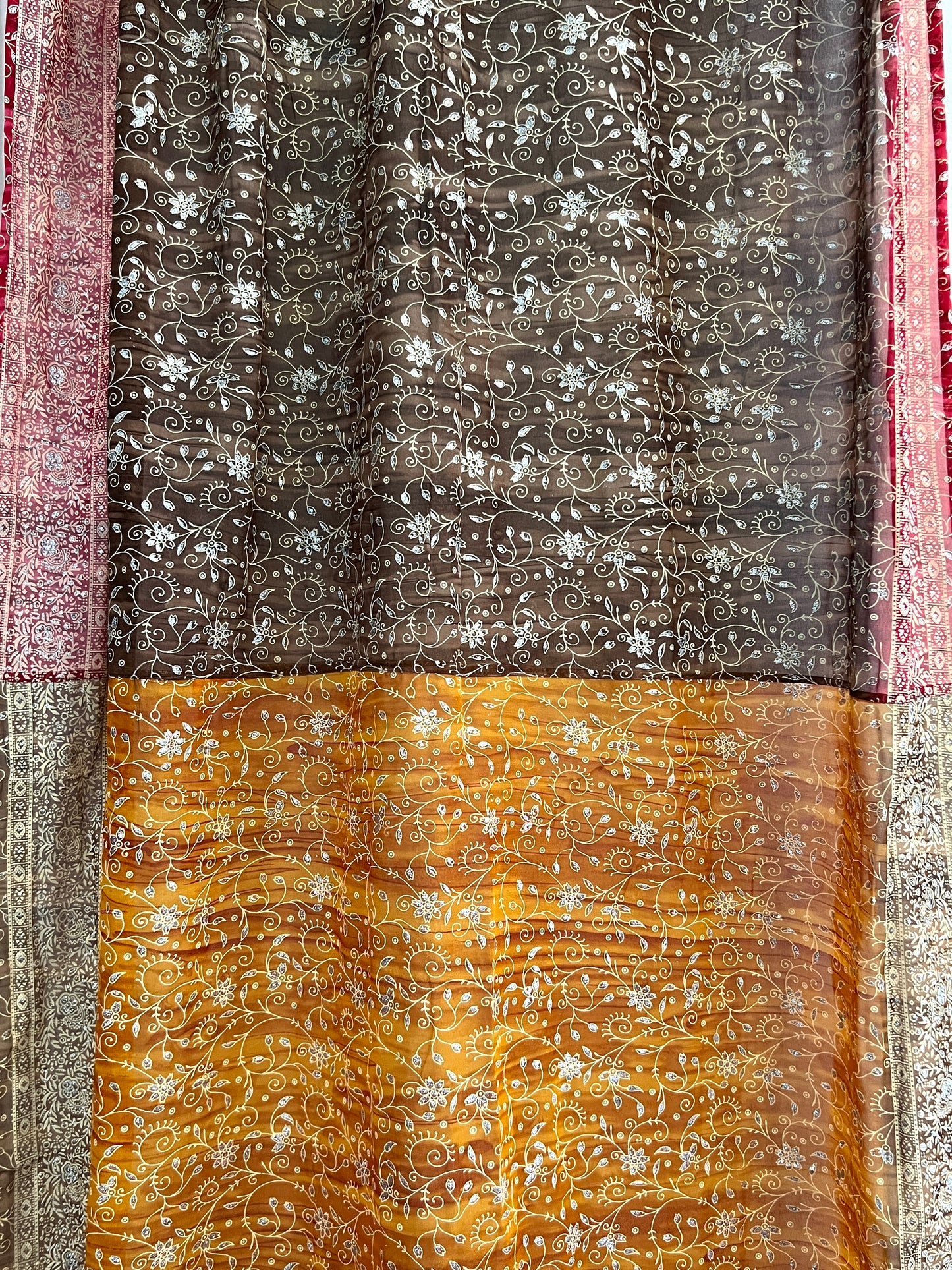 Tri Tones Mocha Sari Curtain Panels