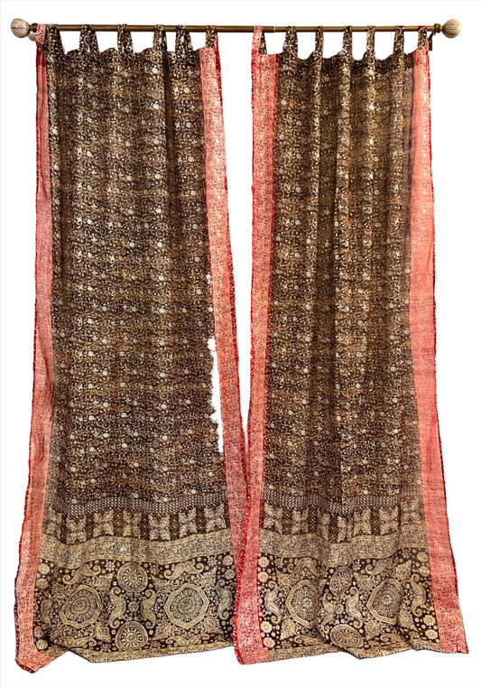 Mocha & Ruby Sari Curtain Panels
