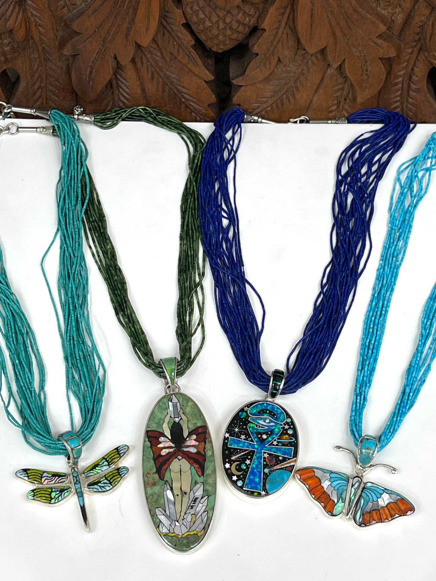 Turquoise, Jade or Lapis Multi Strand Heishi Necklaces
