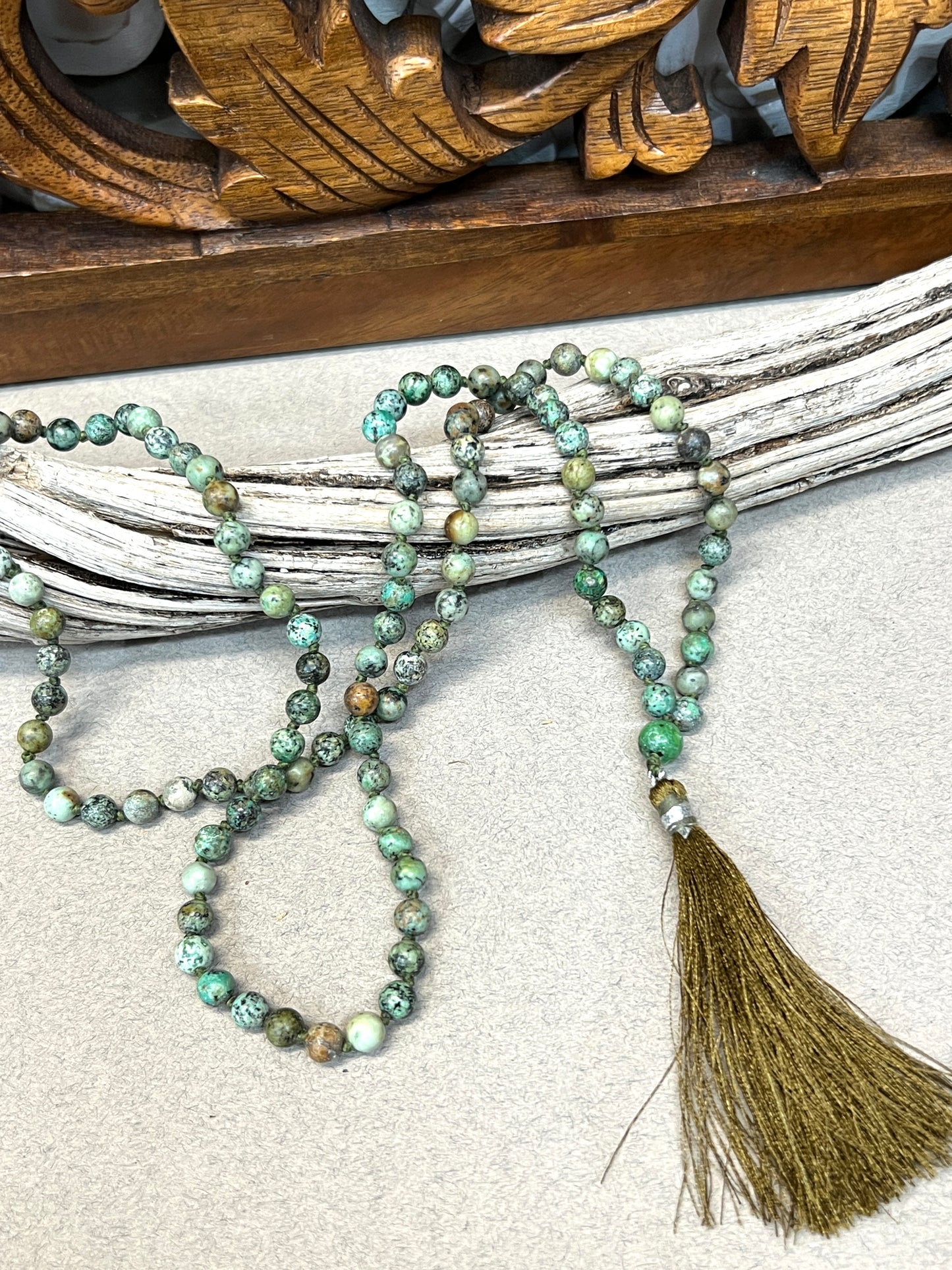 Hand knotted African Turquoise Mala Necklaces