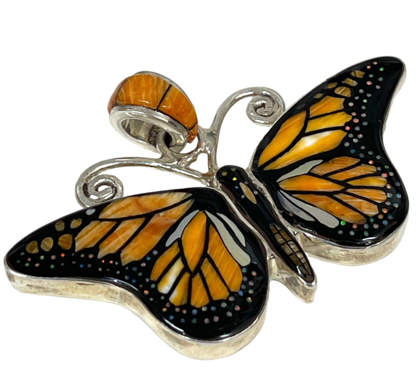 Inlaid Gemstone Butterfly Pendants by David Freeland