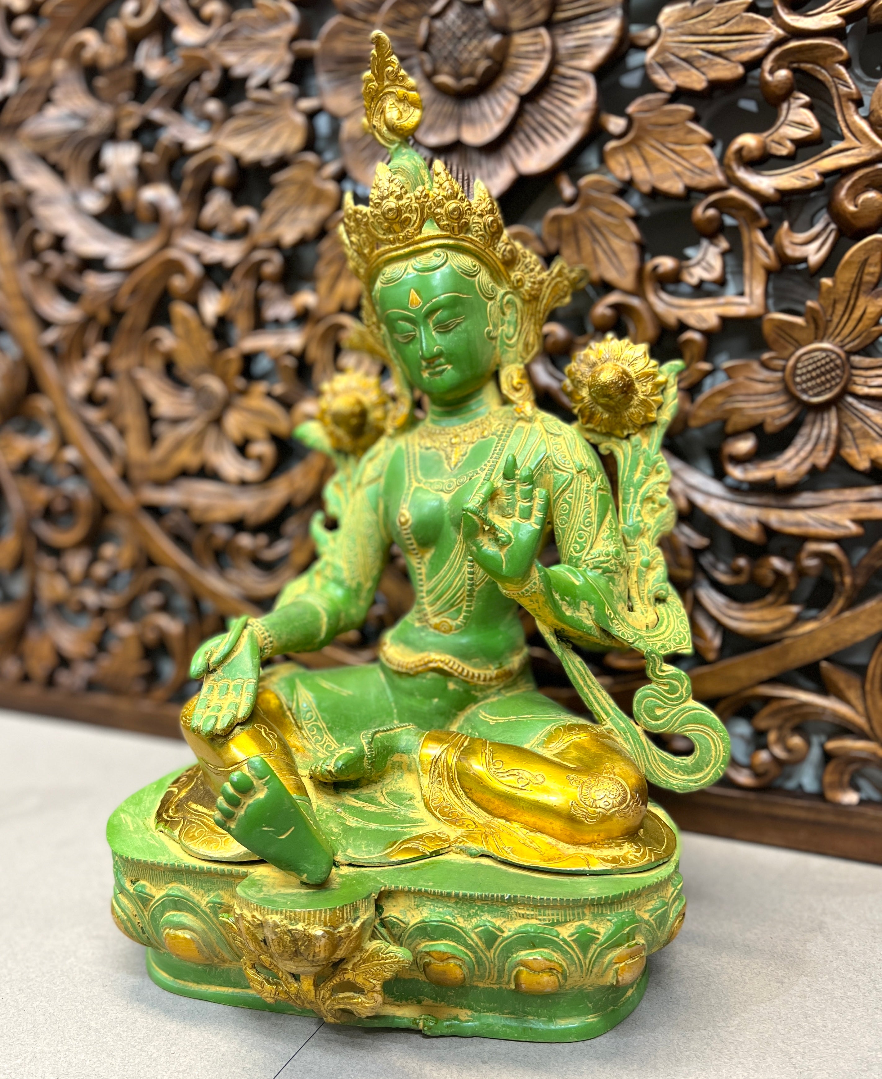 Green Tara Statues - Goddess of Healing 46cm x 28cm – Midnight Sun