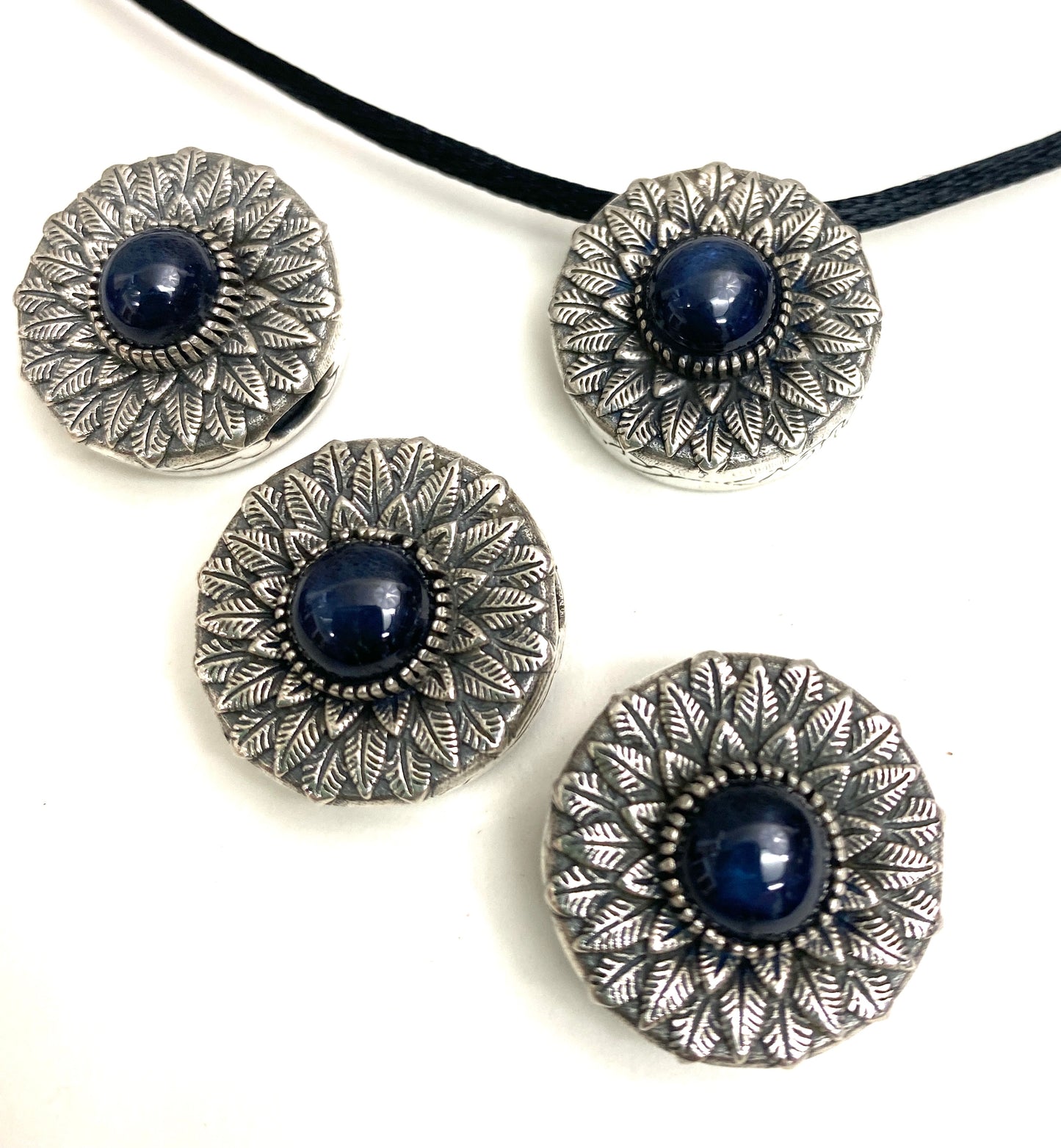 Rare Star Sapphire Double Sided Flower Slider Pendants