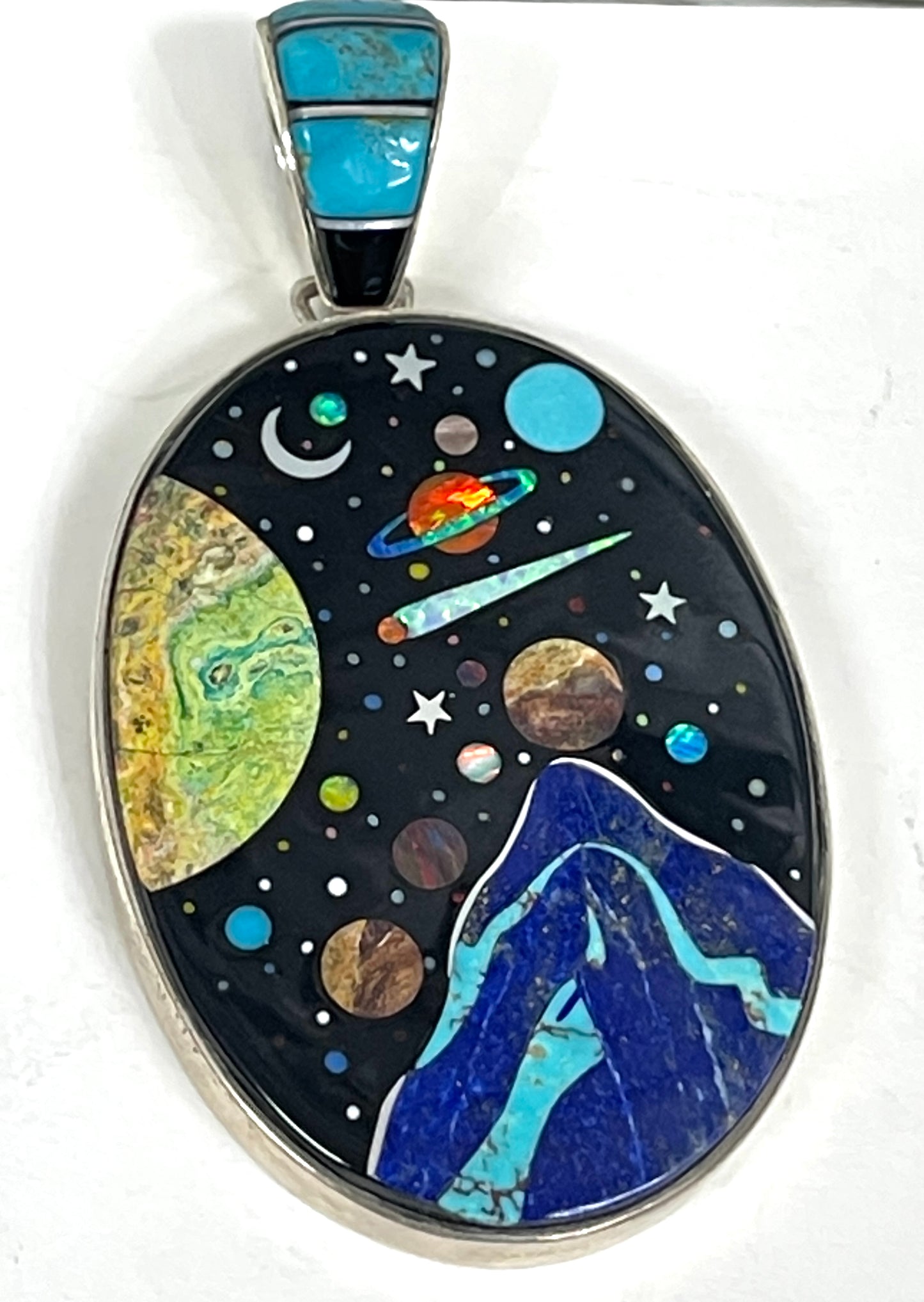 Inlaid Gemstone Galaxy Pendants by David Freeland