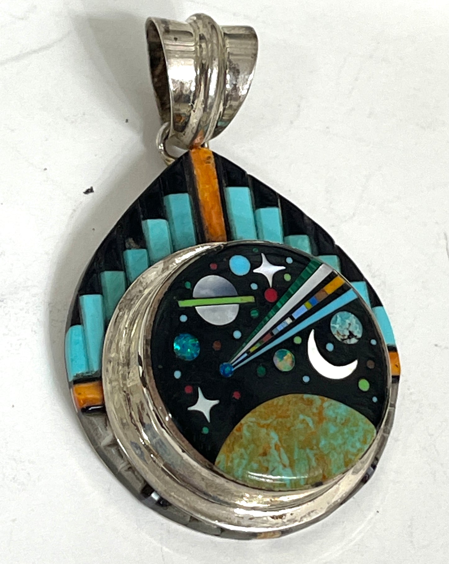 Inlaid Gemstone Galaxy Pendants by David Freeland
