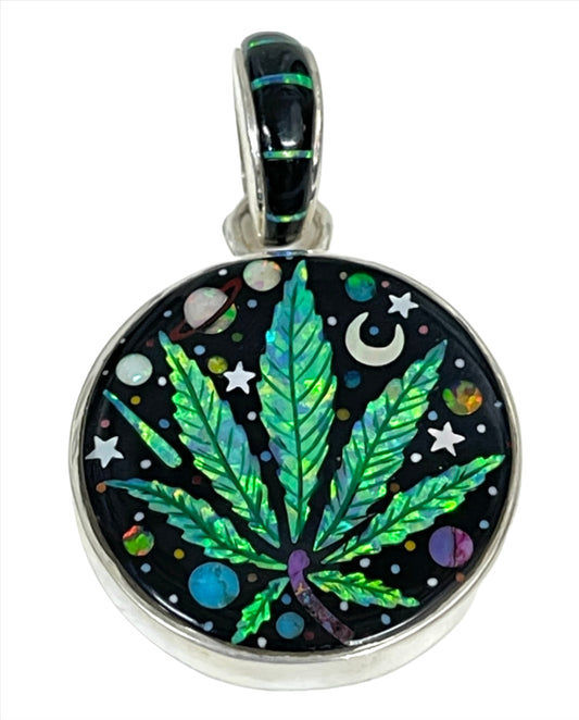 Inlaid Gemstone Leaf Pendants by David Freeland