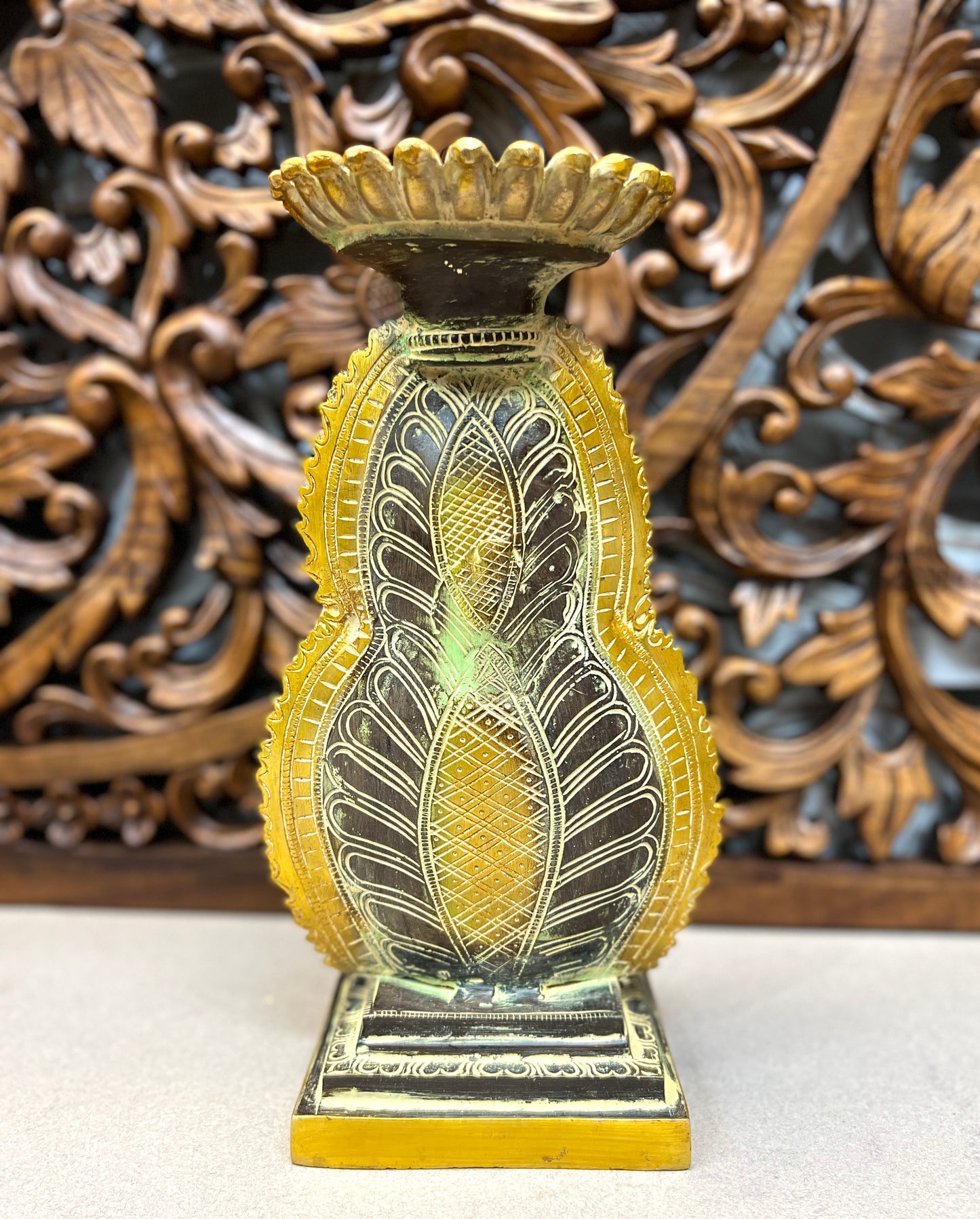Abhaya Buddha Altar Candle Holder - 30cm x 17cm