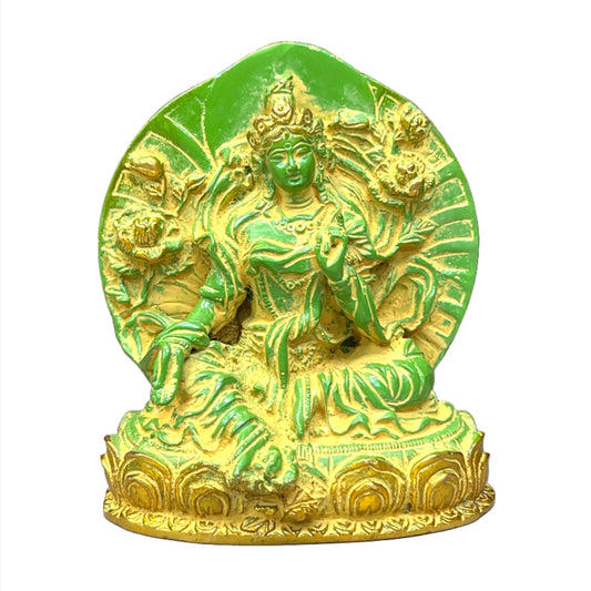 White or Green Tara Statue - Goddess of Healing 15cm x 12cm
