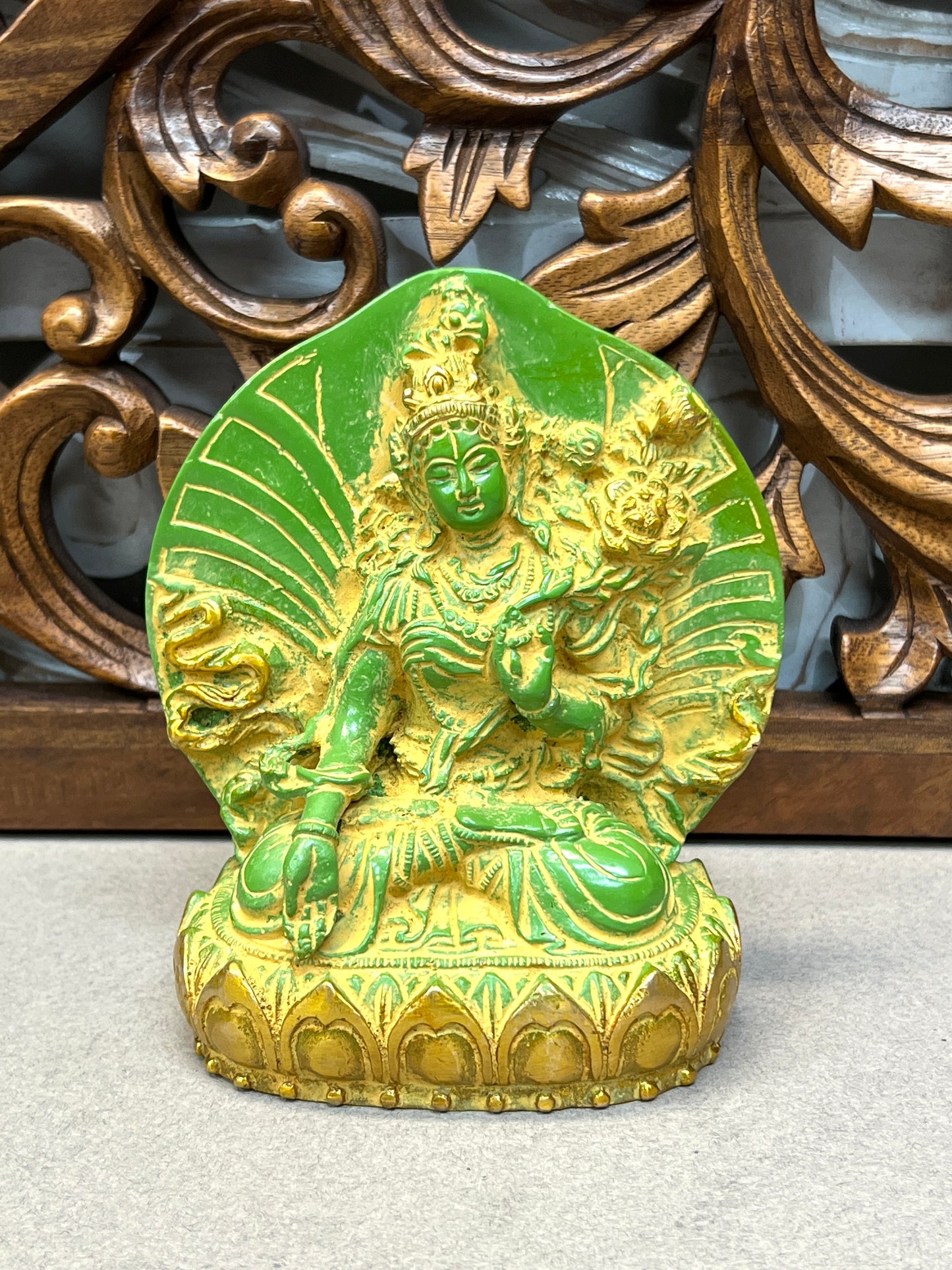 White or Green Tara Statue - Goddess of Healing 15cm x 12cm