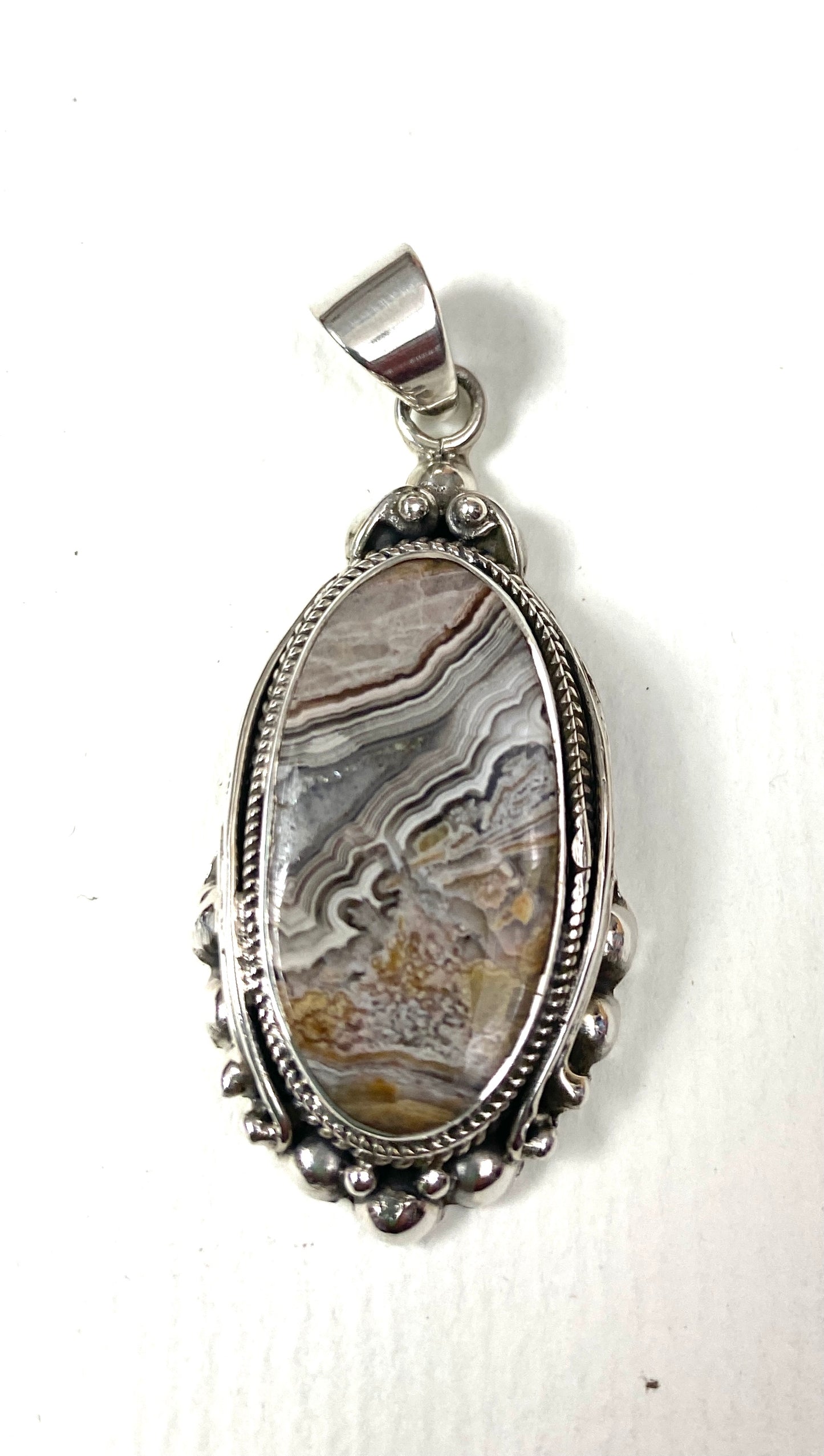 Sterling Silver Crazy Lace  Agate Pendants