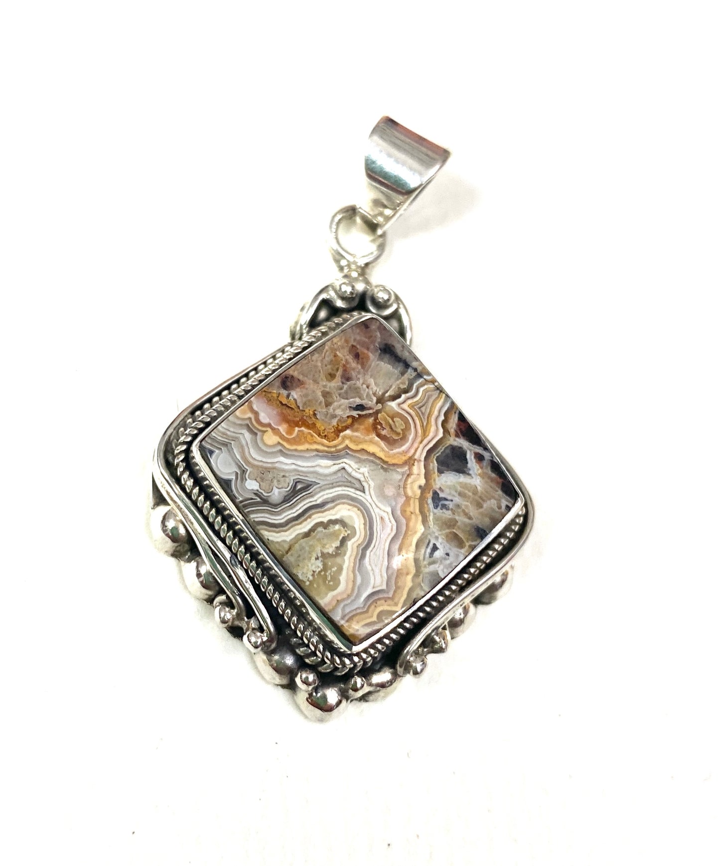Sterling Silver Crazy Lace  Agate Pendants