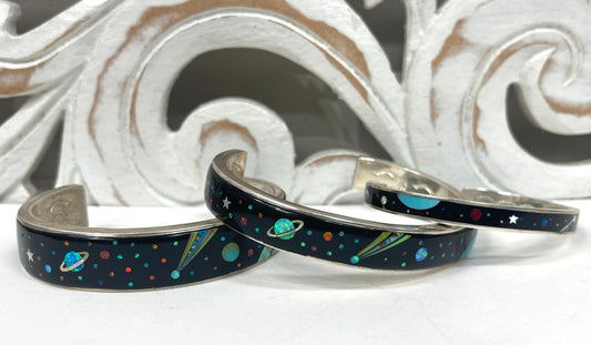Inlaid Gemstone Galaxy Cuff Bracelets by David Freeland