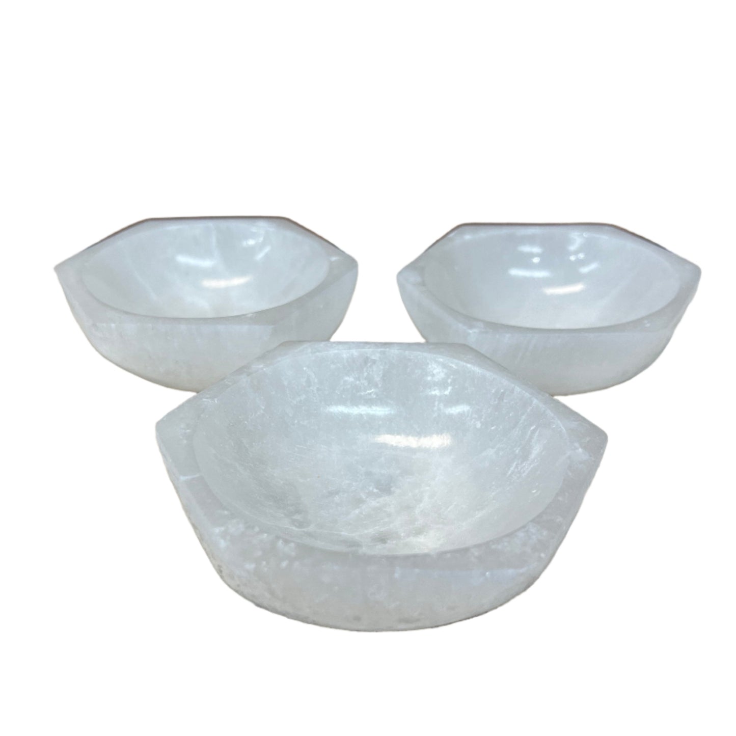 White Selenite Hexagon Crystal Charging Cleaning Bowls