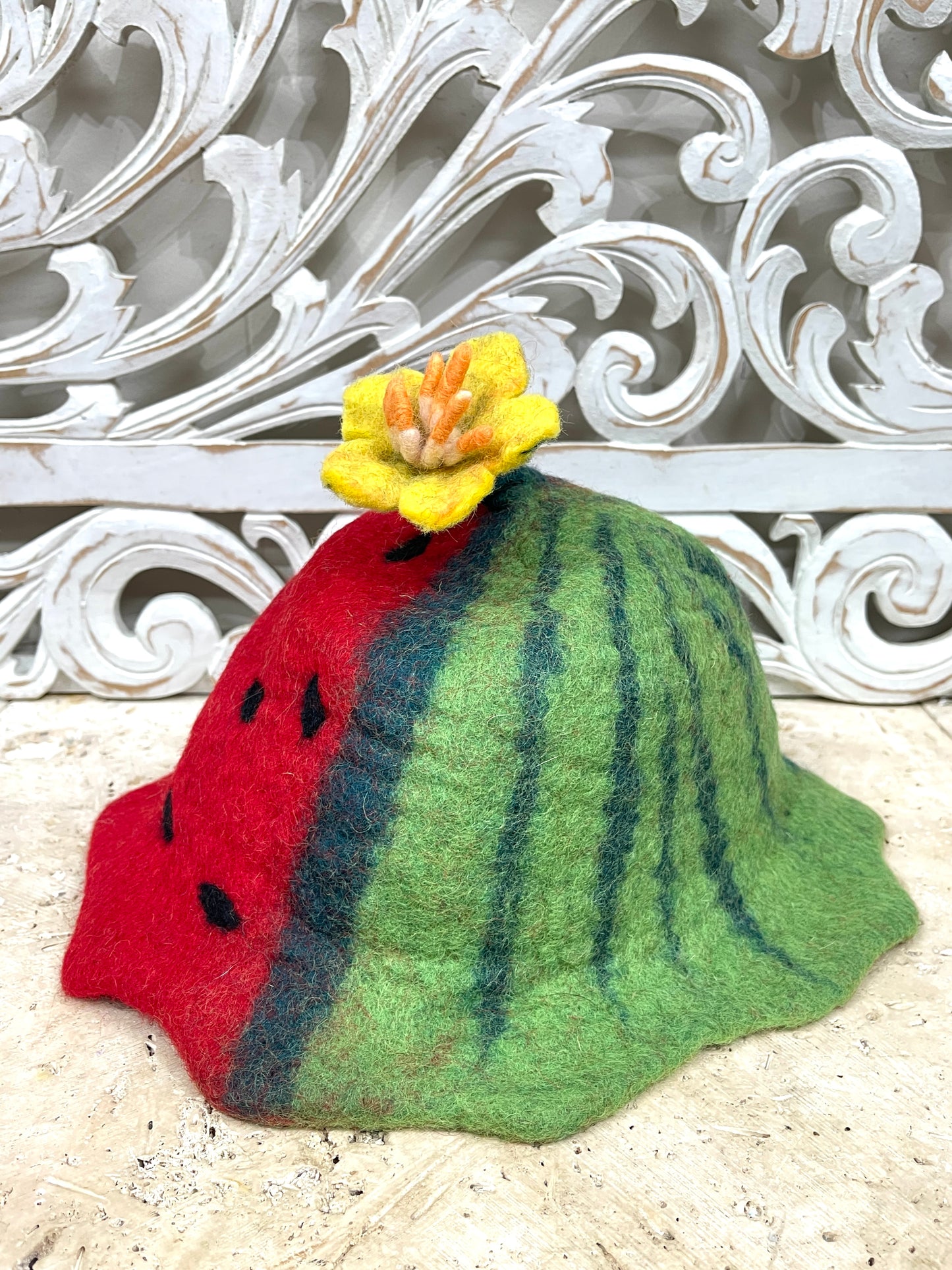 Hand felted Watermelon Wool Hats
