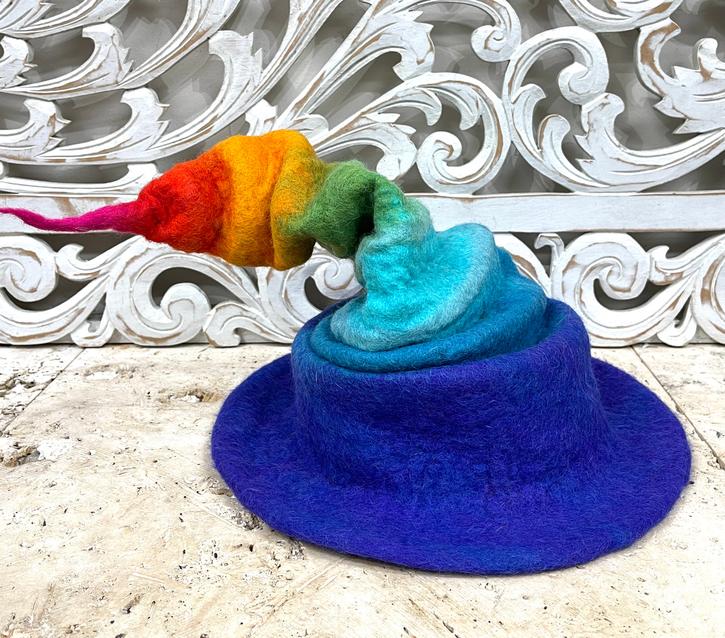 Hand felted Rainbow Hats