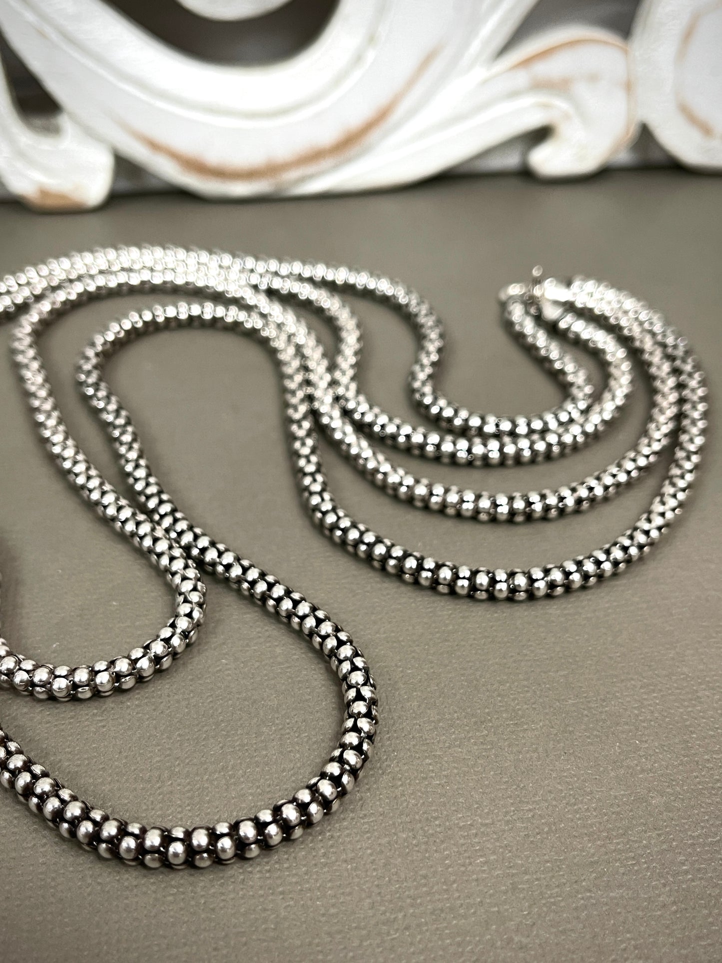 4.4mm Sterling Thai Antiqued Popcorn Chains - 30"-34"