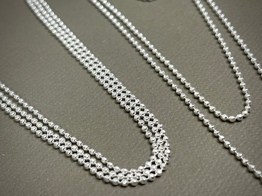 1.5mm Sterling Faceted Ball Chains - 16"-22"