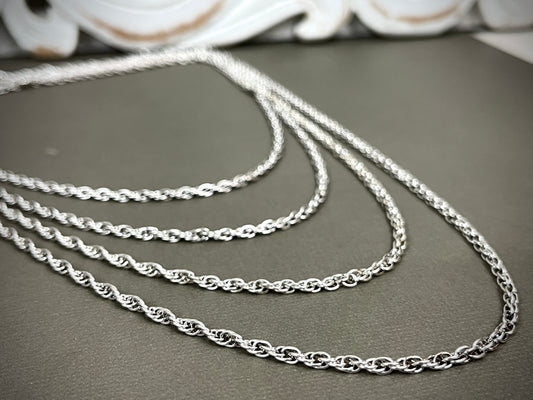 3mm Sterling Twisted DNA Chains - 16"-22"