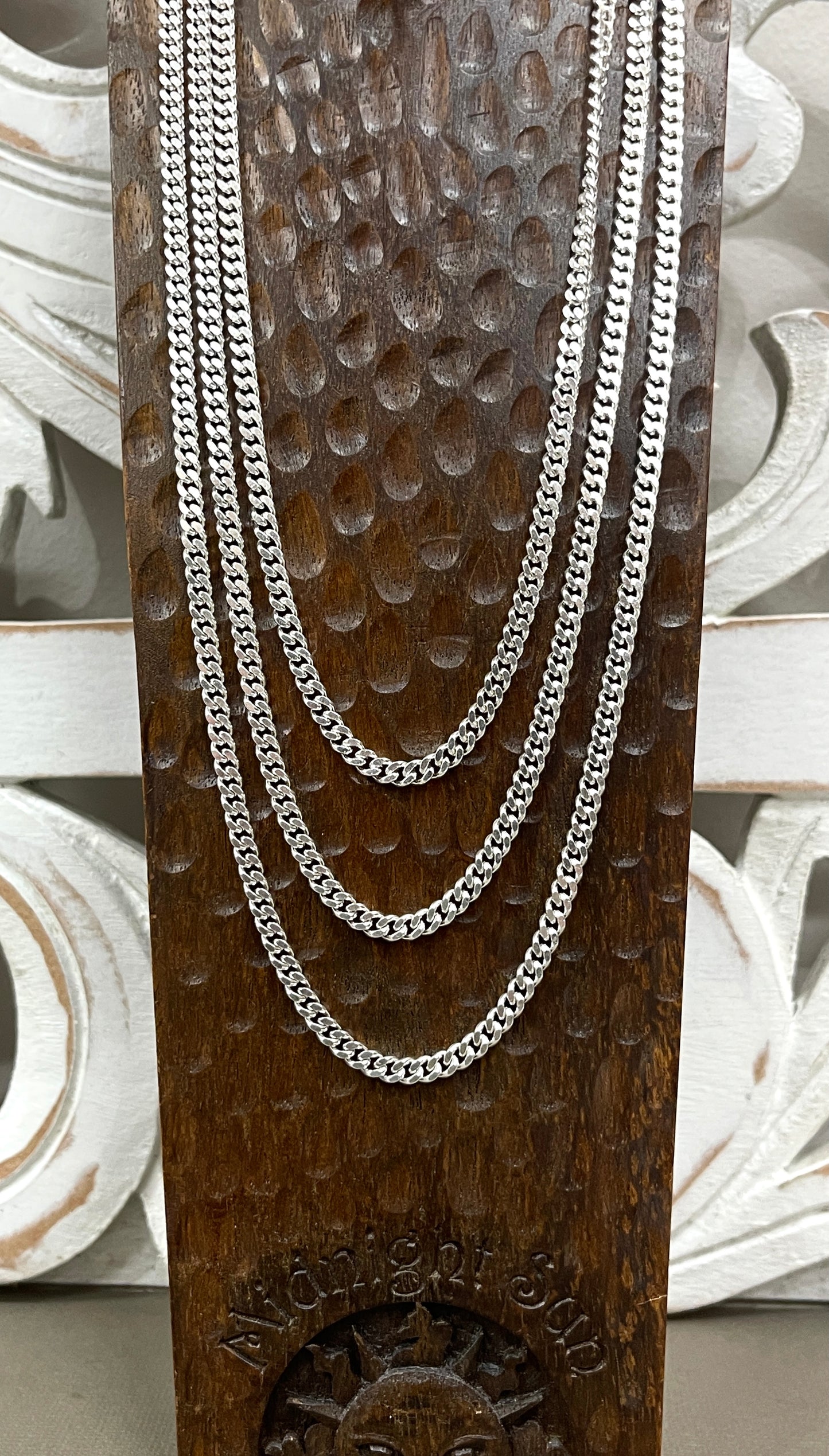 4mm Sterling Curb Chains - 18"-24"