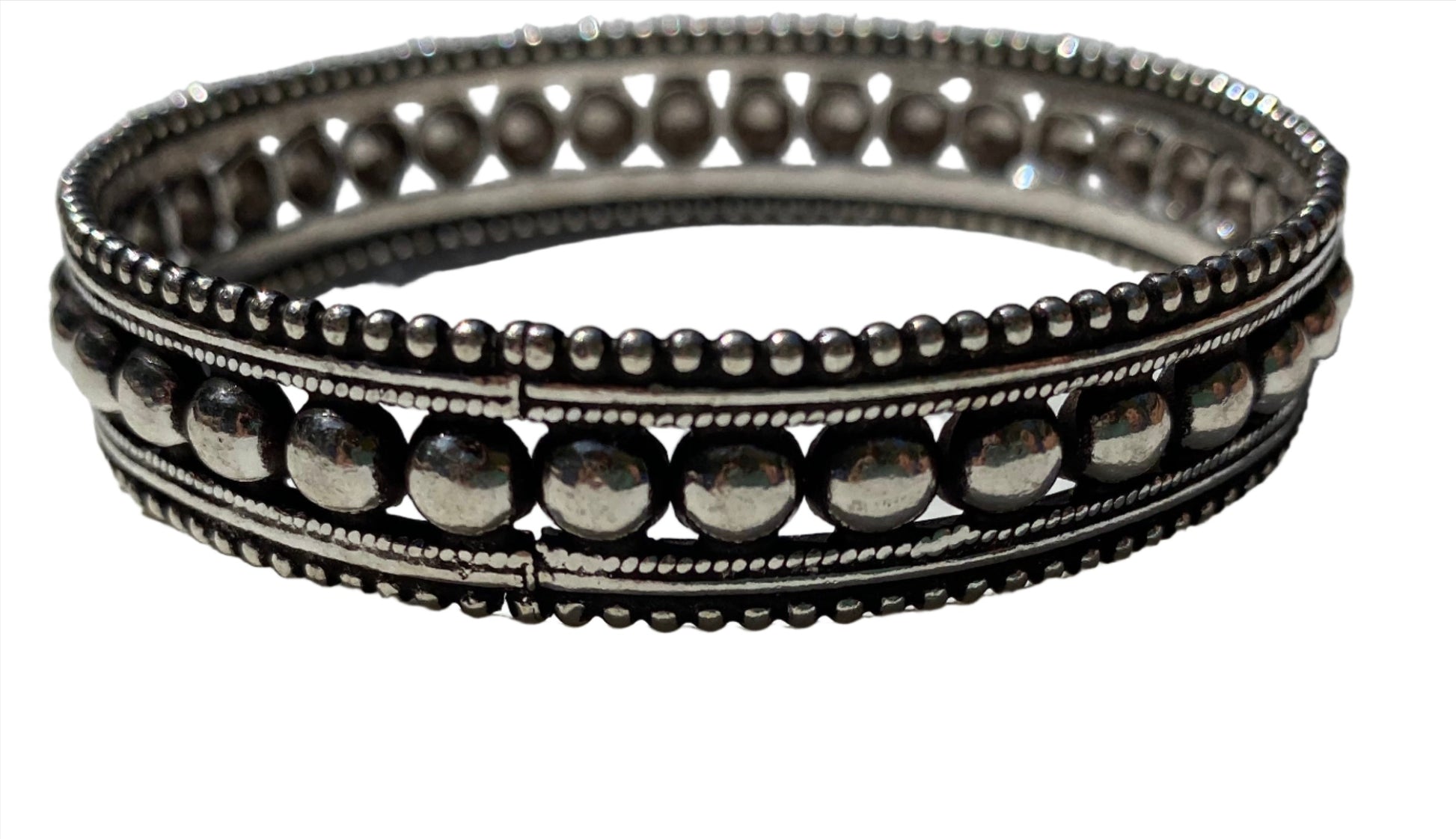Sterling Silver (925) wide Tribal dot Bangle Bracelets Sterling Silver (925) wide Tribal dot Bangle Bracelets