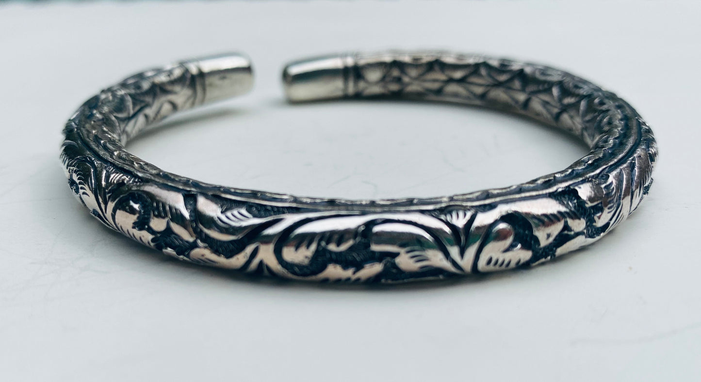 Sterling Silver Carved Cuff Bracelets