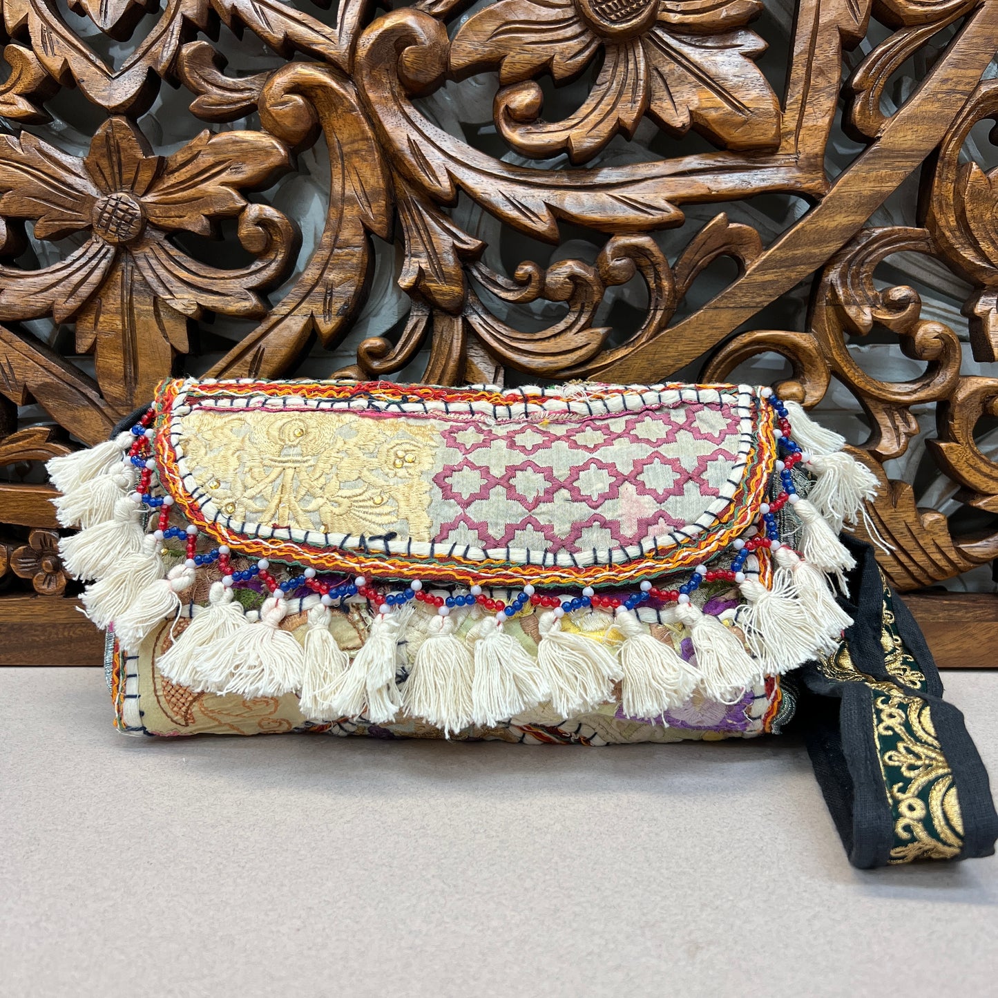 Recycled Hand Embroidered Rajasthani Crossbody | Tassel