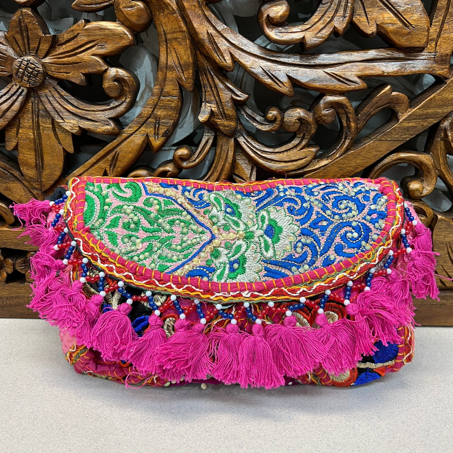 Recycled Hand Embroidered Rajasthani Crossbody | Tassel