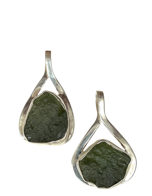 Sterling Silver Raw Moldavite Pendant - Transformation Stone