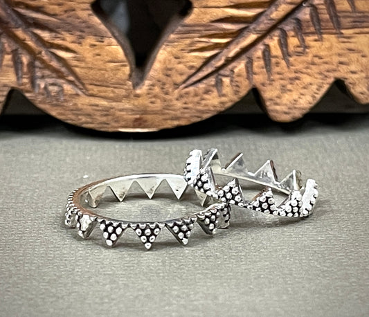 Sterling Stacker Beaded Crown Rings