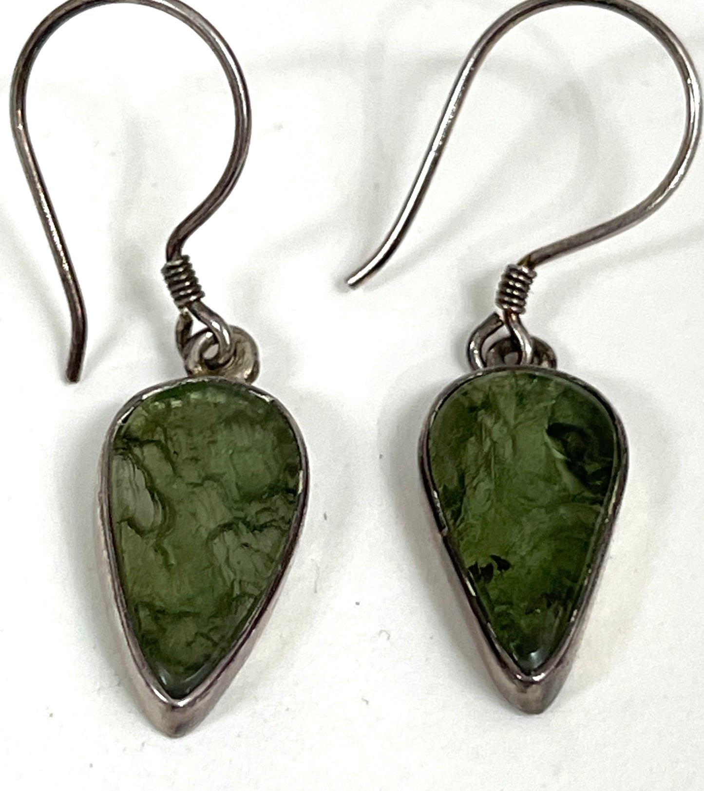 Sterling Silver Moldavite Teardrop Earrings