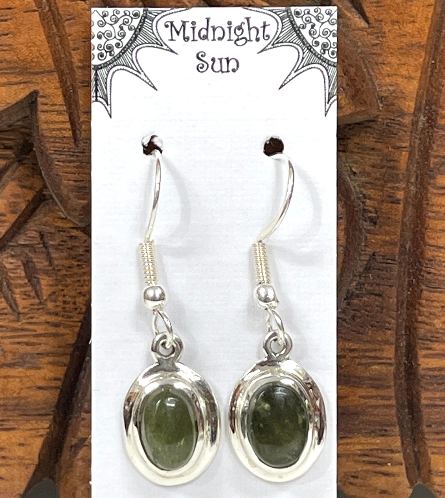 Sterling Silver Moldavite Oval Earrings