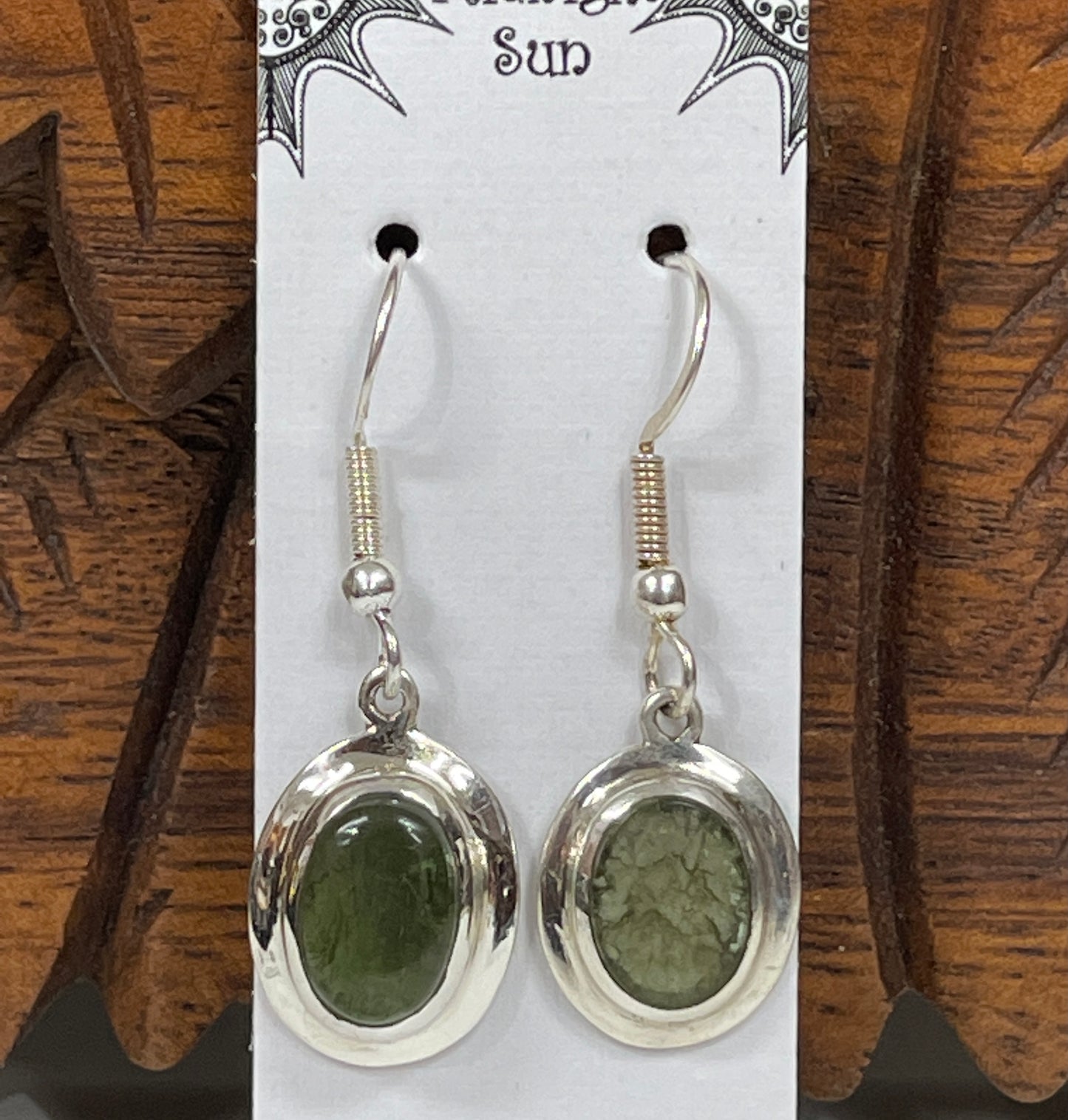 Sterling Silver Moldavite Oval Earrings