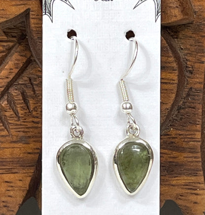 Sterling Silver Moldavite Teardrop Earrings