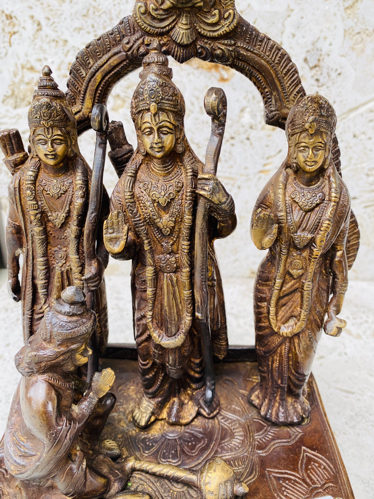 Hand Finished Brass Ram, Sita, Laxman & Hanuman Statue - 34cm x 24cm x 16cm