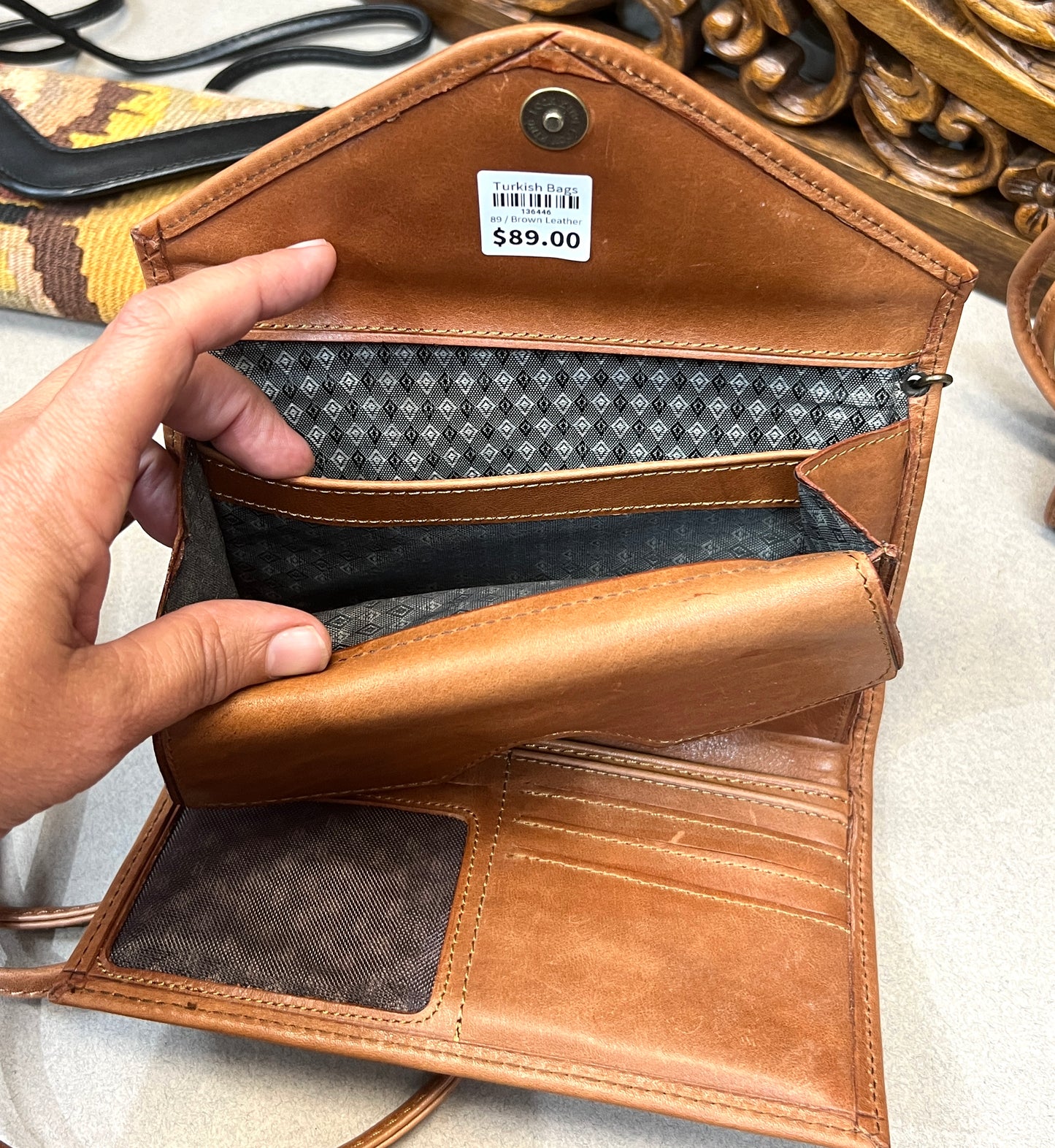 Turkish Kilim Leather Wallet Bags